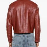 Giacca in pelle leota in rosso Second layer - uomo 