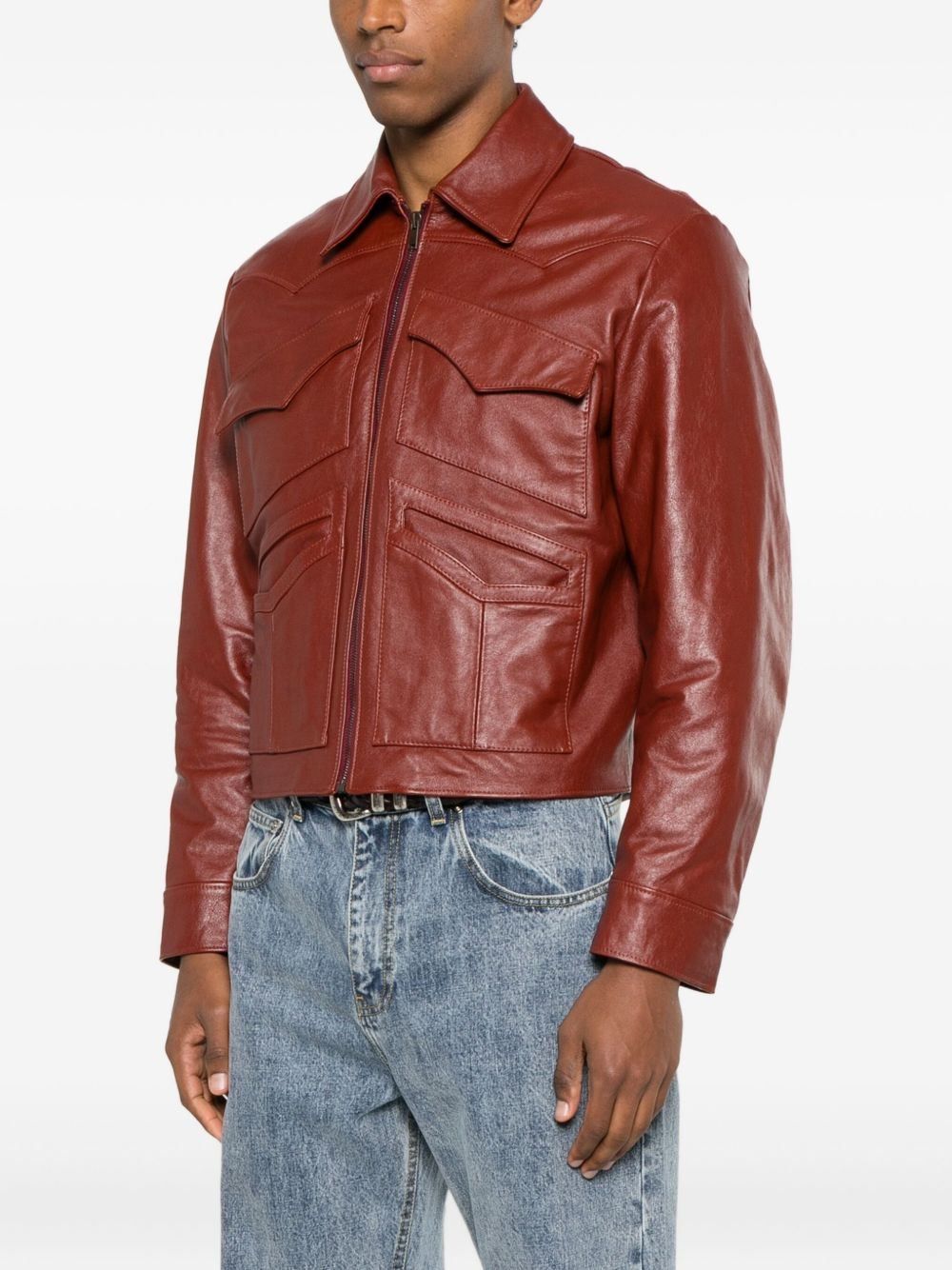Giacca in pelle leota in rosso Second layer - uomo 
