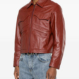 Giacca in pelle leota in rosso Second layer - uomo 