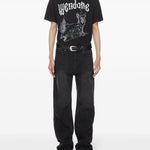 Jeans con bottoni in grigio 
