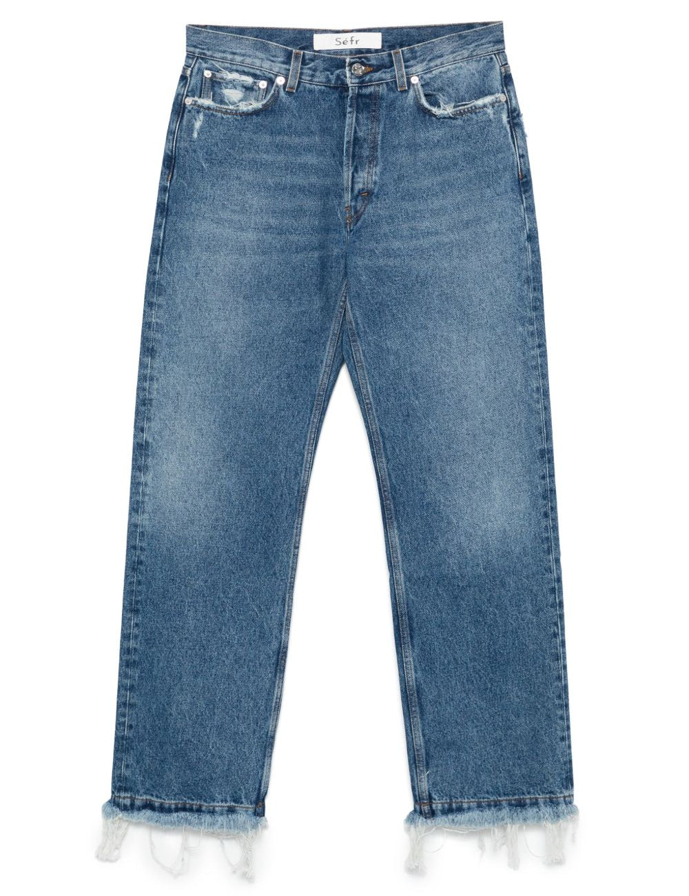 Jeans con frange in blu Sefr - uomo 