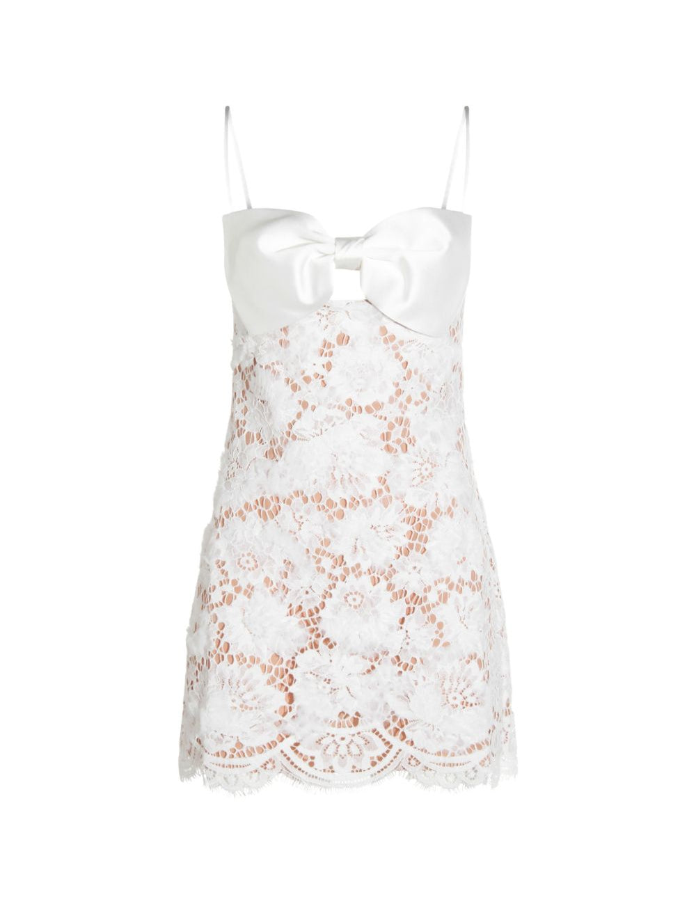 Abito in pizzo con orlo smerlato in bianco Self-portrait - donna 