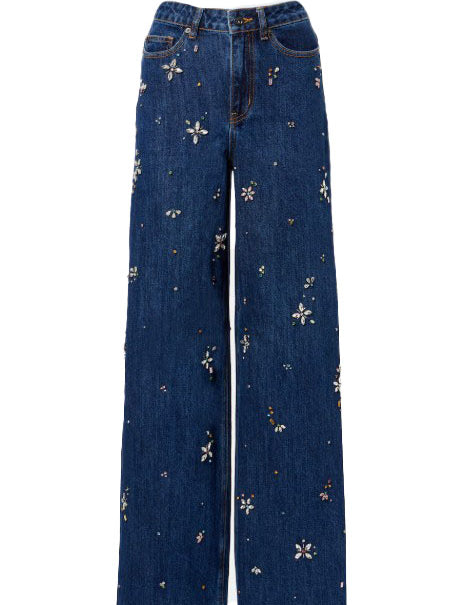 Jeans con decorazione in blu Self-portrait - donna 