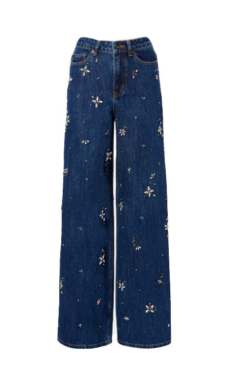 Jeans con decorazione in blu Self-portrait - donna 