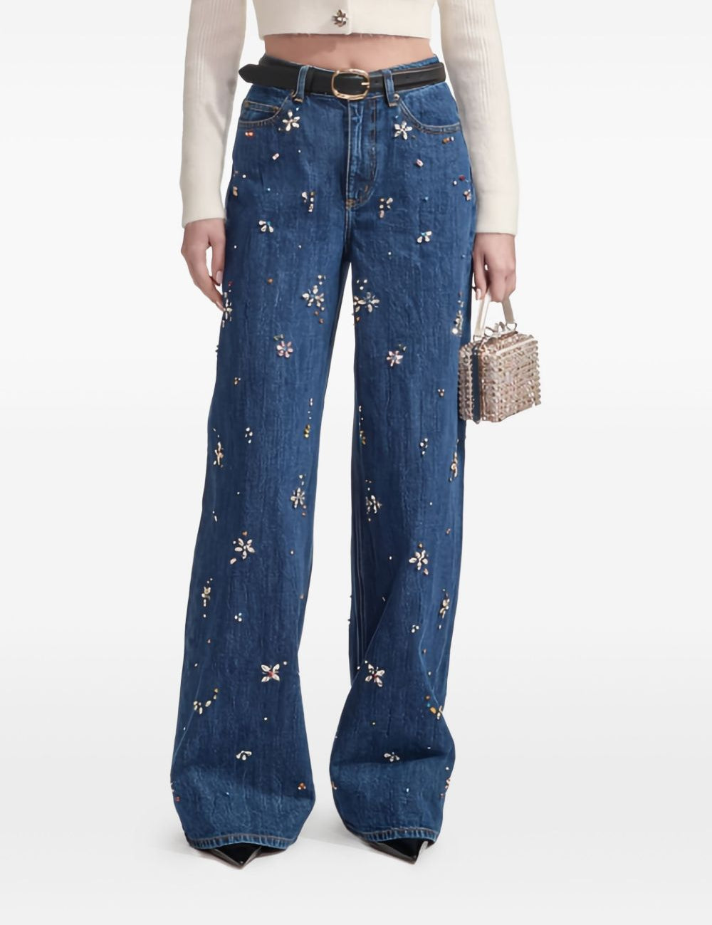 Jeans con decorazione in blu Self-portrait - donna 