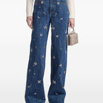 Jeans con decorazione in blu Self-portrait - donna 
