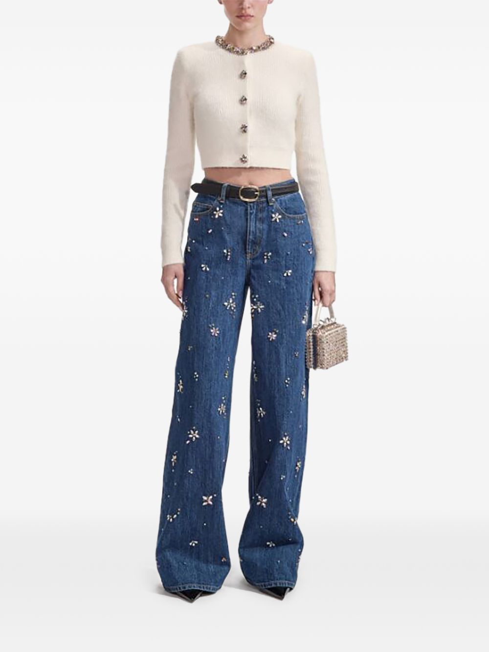 Jeans con decorazione in blu Self-portrait - donna 