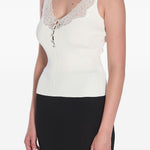 Canotta con scollo a V in bianco Self-portrait - donna 