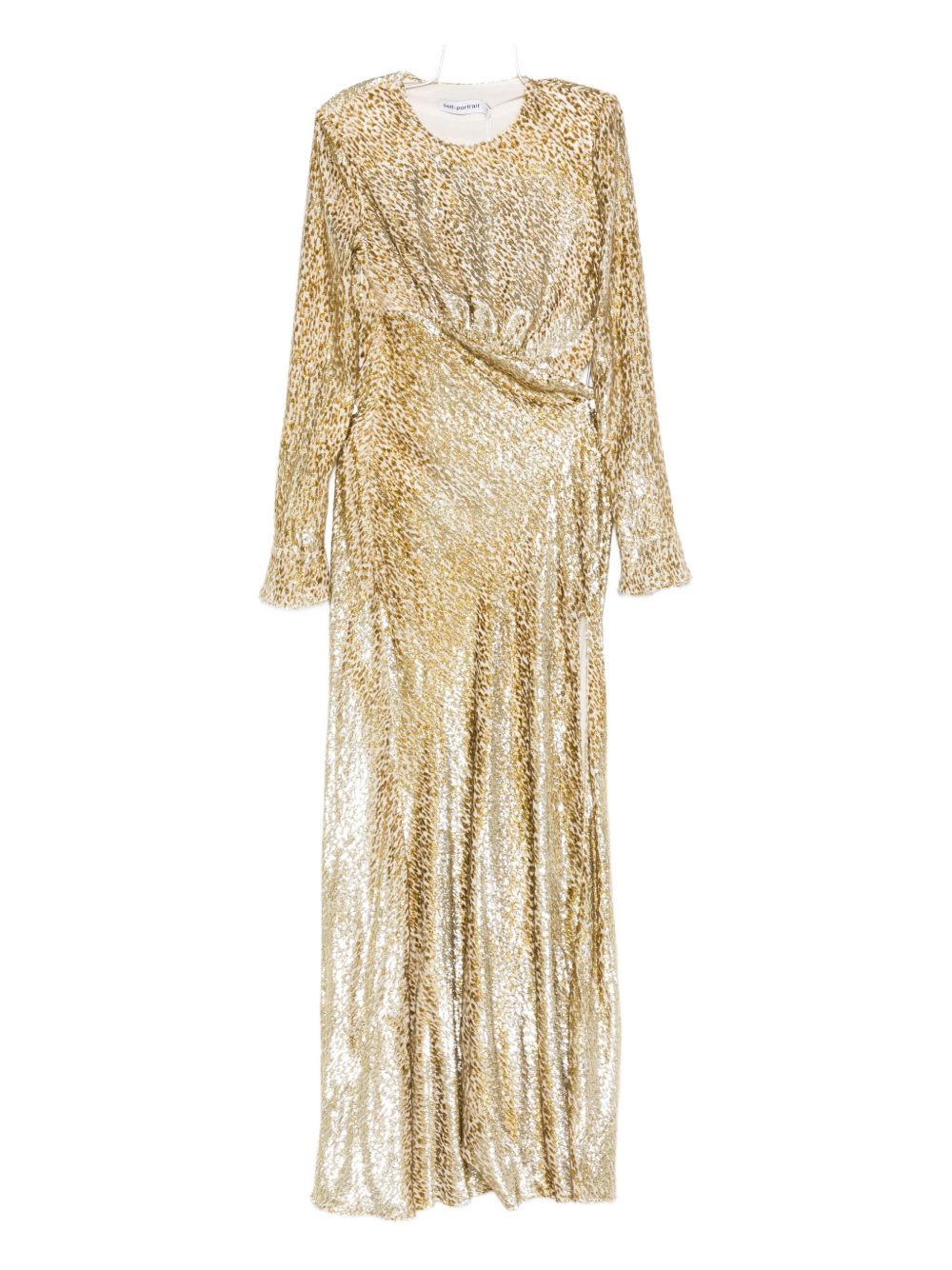 Abito lungo a maniche lunghe in oro Self-portrait - donna 