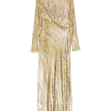 Abito lungo a maniche lunghe in oro Self-portrait - donna 