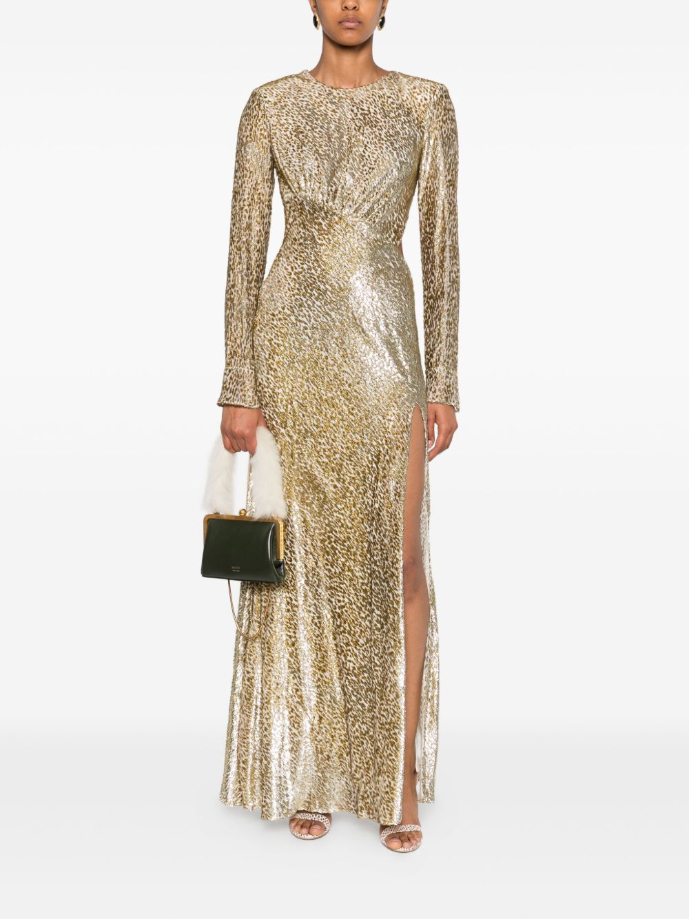 Abito lungo a maniche lunghe in oro Self-portrait - donna 
