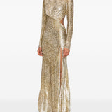 Abito lungo a maniche lunghe in oro Self-portrait - donna 