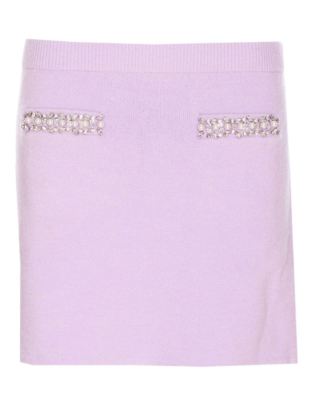 Gonna in maglia con strass in lilla Self-portrait - donna 
