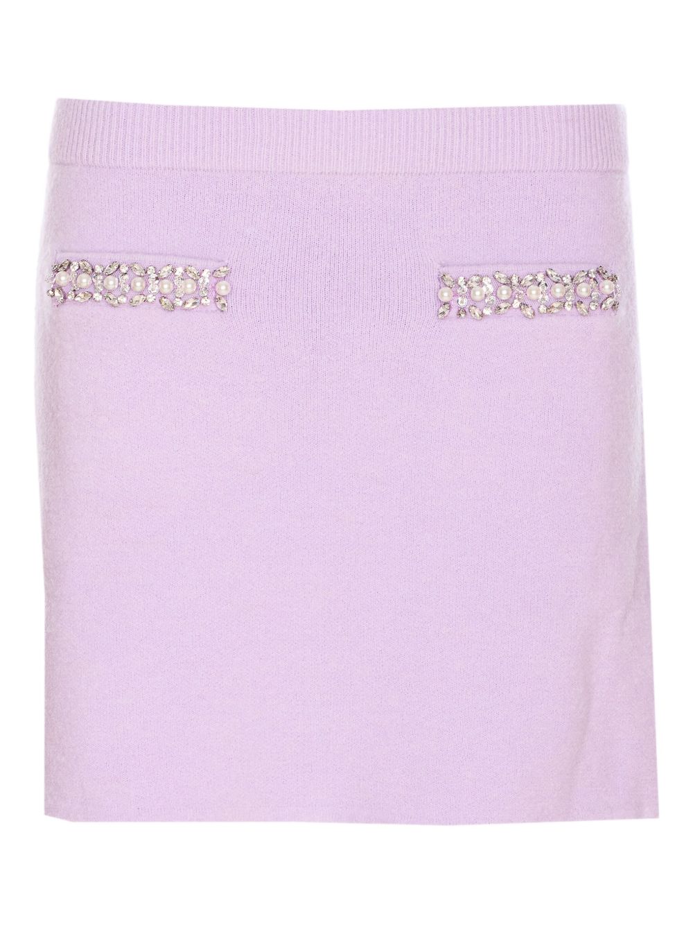 Gonna in maglia con strass in lilla Self-portrait - donna 