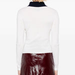Cardigan colletto polo in lana bianco Self-Portrait - donna 