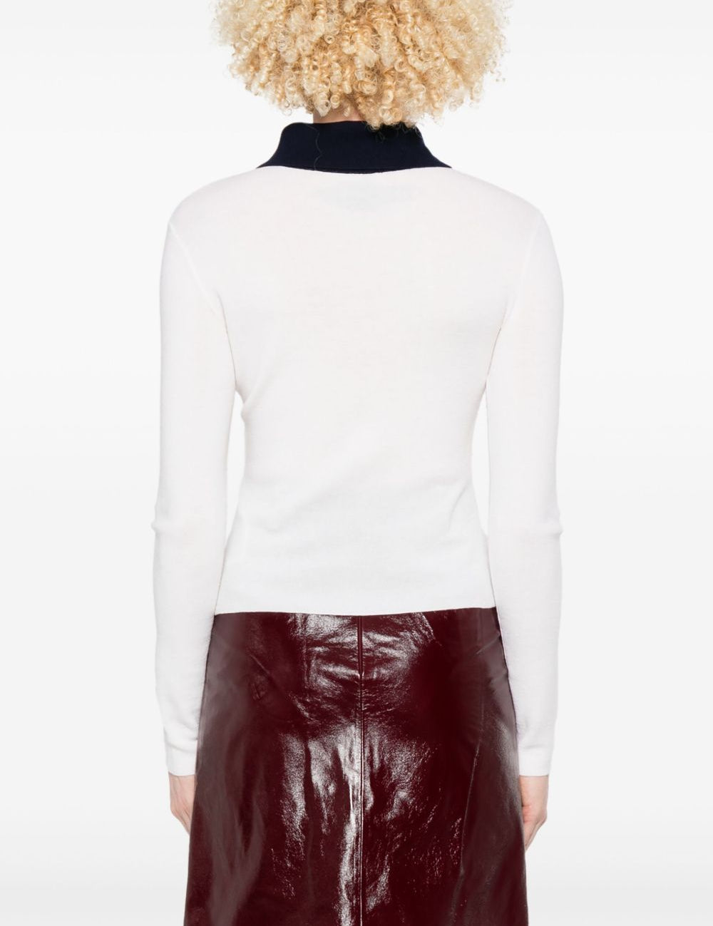 Cardigan colletto polo in lana bianco Self-Portrait - donna 