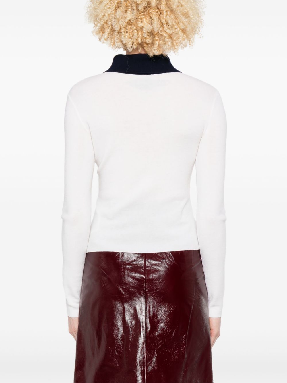 Cardigan colletto polo in lana bianco Self-Portrait - donna 