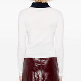 Cardigan colletto polo in lana bianco Self-Portrait - donna 