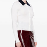 Cardigan colletto polo in lana bianco Self-Portrait - donna 