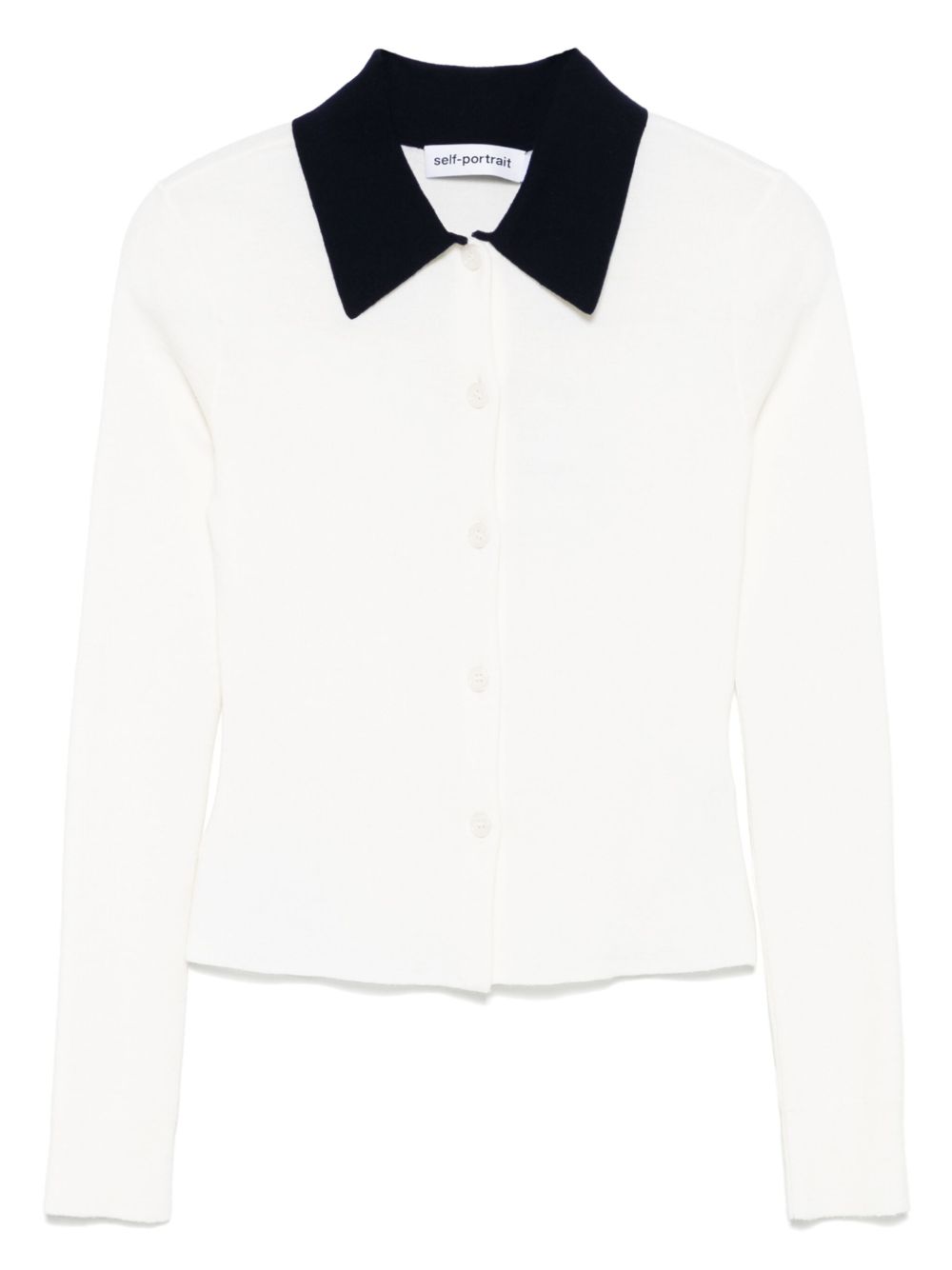 Cardigan colletto polo in lana bianco Self-Portrait - donna 