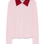 Cardigan colletto polo in lana in rosa Self-portrait - donna 