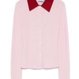Cardigan colletto polo in lana in rosa Self-portrait - donna 