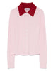 Cardigan colletto polo in lana in rosa Self-portrait - donna