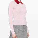 Cardigan colletto polo in lana in rosa Self-portrait - donna 