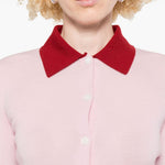 Cardigan colletto polo in lana in rosa Self-portrait - donna 