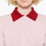 Cardigan colletto polo in lana in rosa Self-portrait - donna 