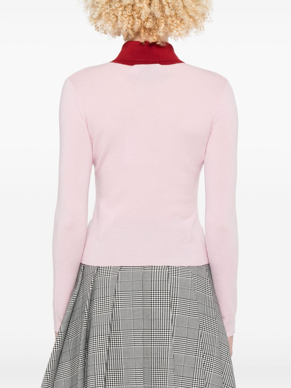 Cardigan colletto polo in lana in rosa Self-portrait - donna 