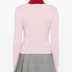 Cardigan colletto polo in lana in rosa Self-portrait - donna 