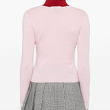 Cardigan colletto polo in lana in rosa Self-portrait - donna 