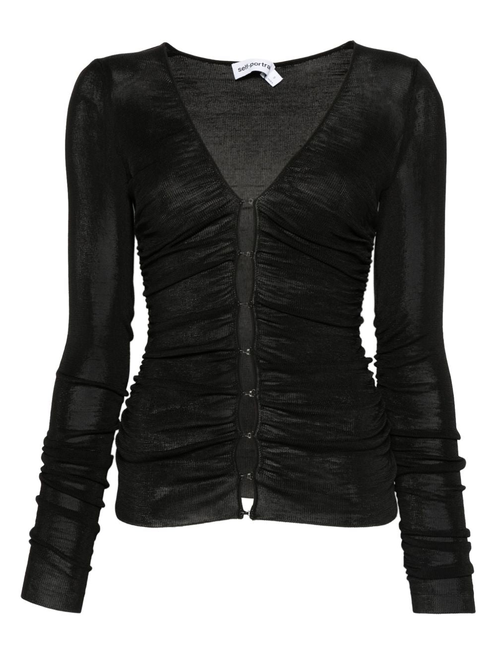 Top con bottoni frontali e dettaglio ruches in nero Self-portrait - donna 
