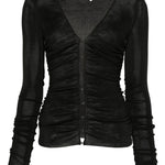 Top con bottoni frontali e dettaglio ruches in nero Self-portrait - donna 