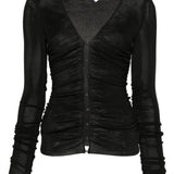 Top con bottoni frontali e dettaglio ruches in nero Self-portrait - donna 