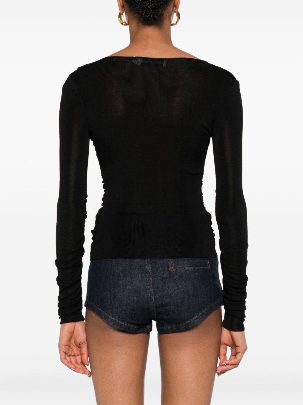 Top con bottoni frontali e dettaglio ruches in nero Self-portrait - donna 