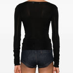 Top con bottoni frontali e dettaglio ruches in nero Self-portrait - donna 