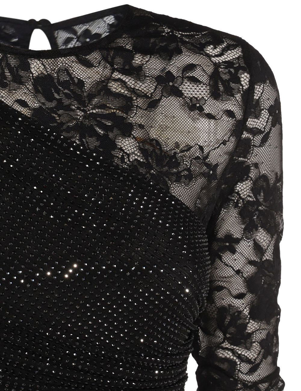 Abito lungo con strass a maniche lunghe in nero Self-portrait - donna 