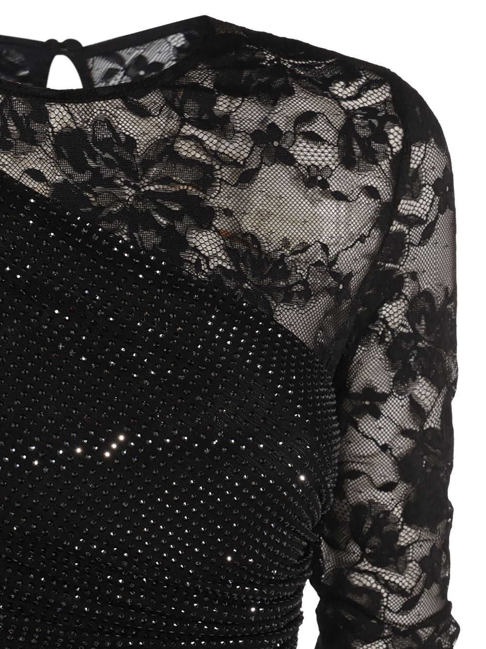 Abito lungo con strass a maniche lunghe in nero Self-portrait - donna 