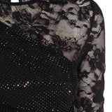 Abito lungo con strass a maniche lunghe in nero Self-portrait - donna 