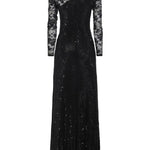 Abito lungo con strass a maniche lunghe in nero Self-portrait - donna 