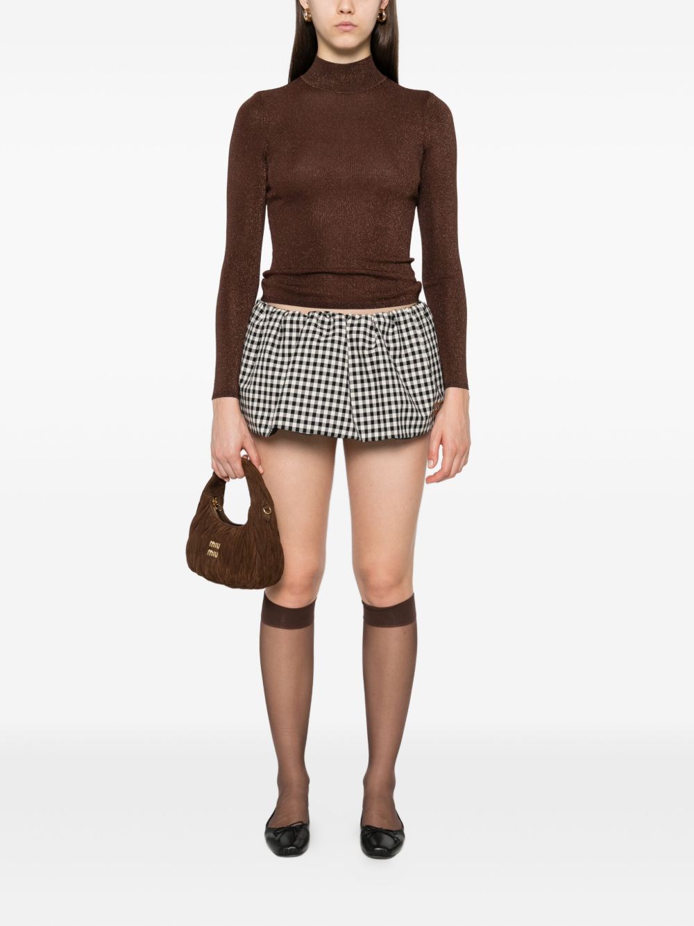 Maglia a collo alto in marrone Self-portrait - donna 