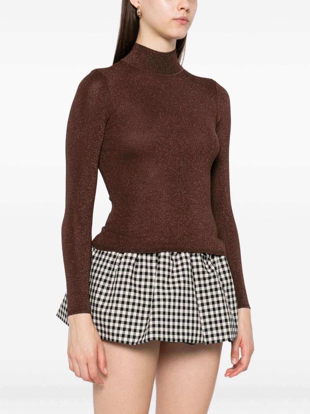 Maglia a collo alto in marrone Self-portrait - donna 