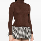 Maglia a collo alto in marrone Self-portrait - donna 