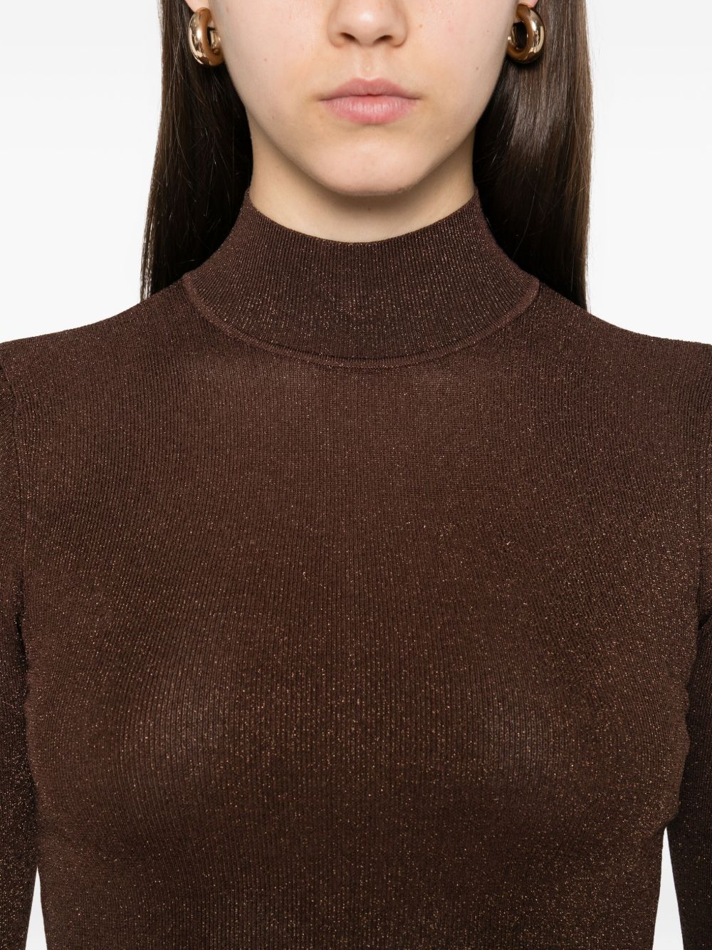 Maglia a collo alto in marrone Self-portrait - donna 