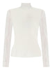 Maglia a coste a collo alto in bianco Self-portrait - donna