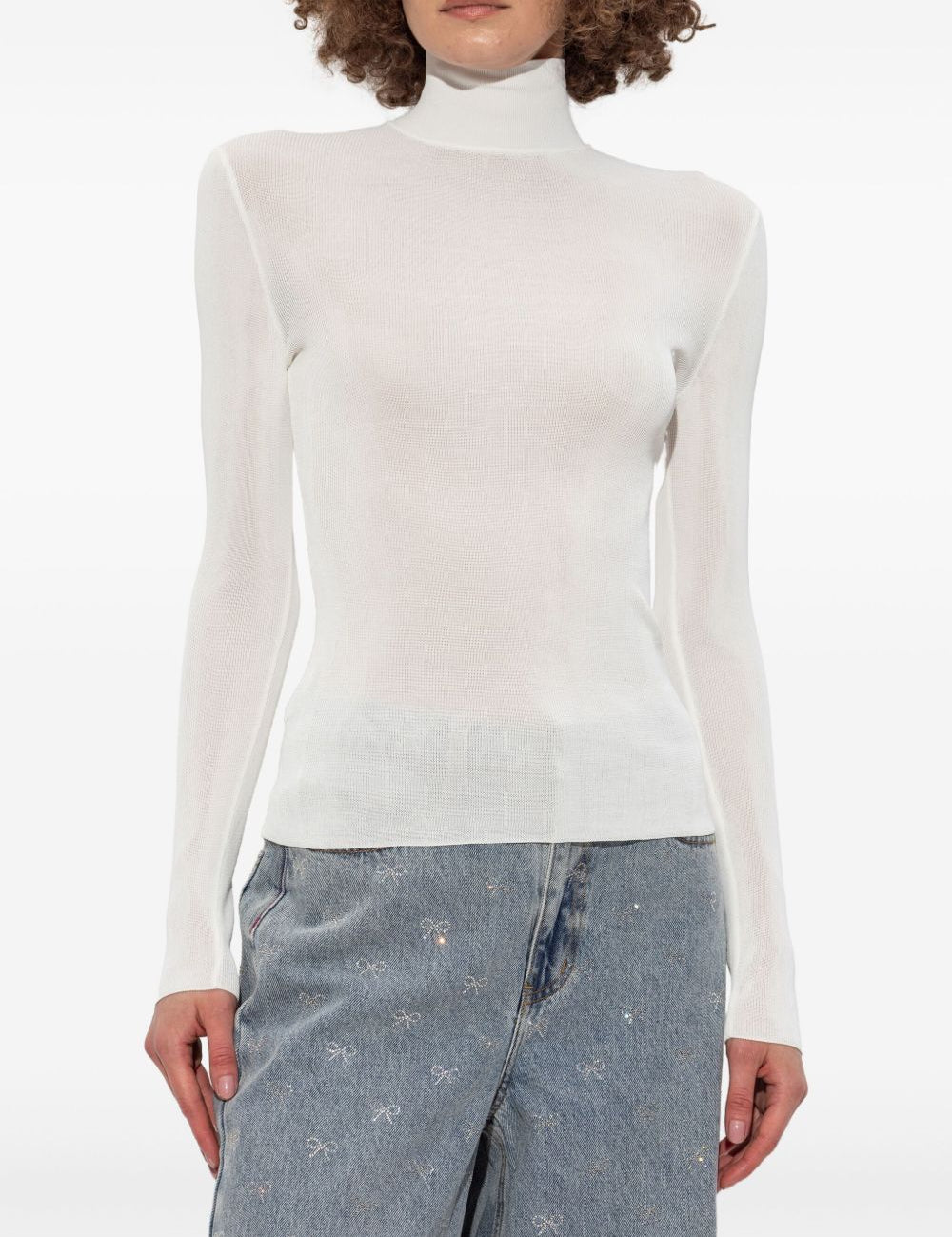 Maglia a coste a collo alto in bianco Self-portrait - donna 