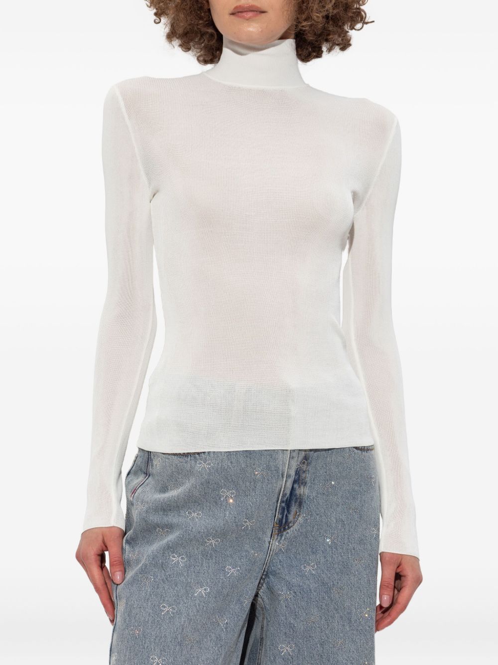 Maglia a coste a collo alto in bianco Self-portrait - donna 