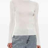 Maglia a coste a collo alto in bianco Self-portrait - donna 